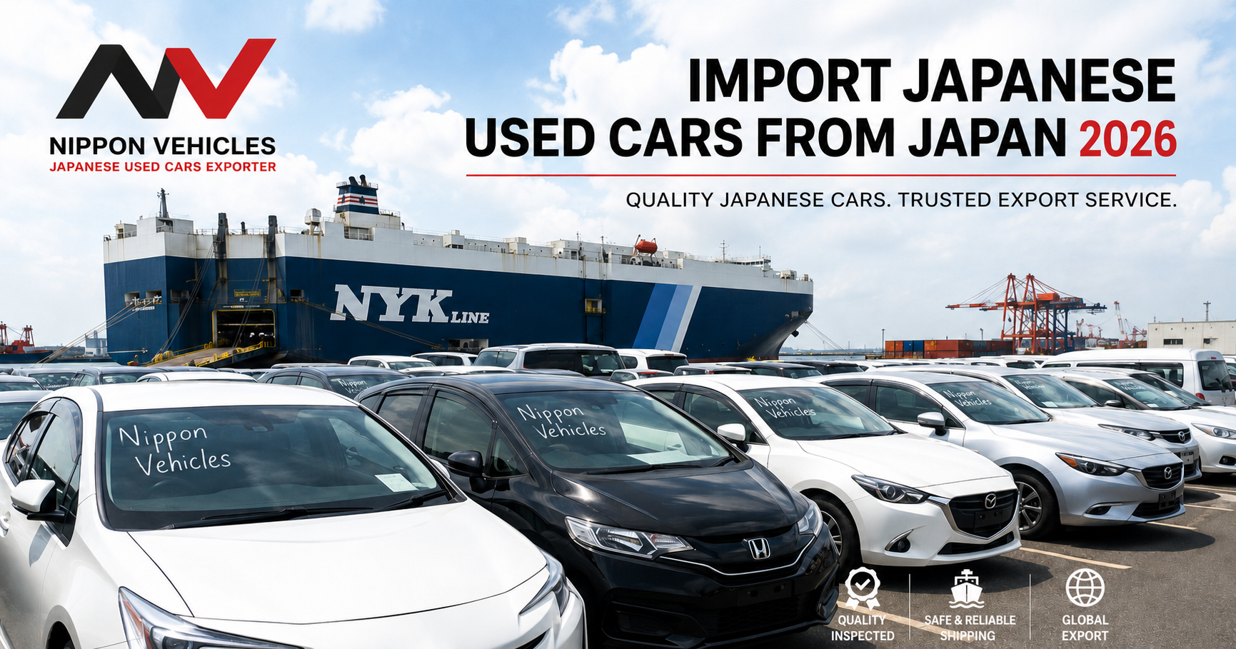 How to Import Japanese Used Cars from Japan in 2026 1 Japanese used cars prepared for export at vehicle yard