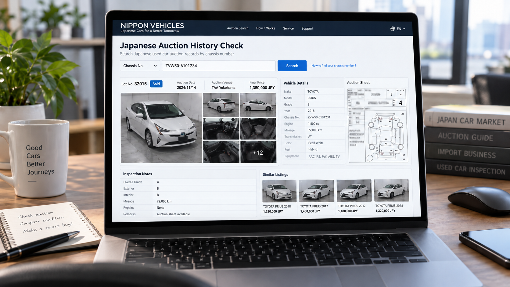Japanese auction history by chassis number check before buying a used car from Japan