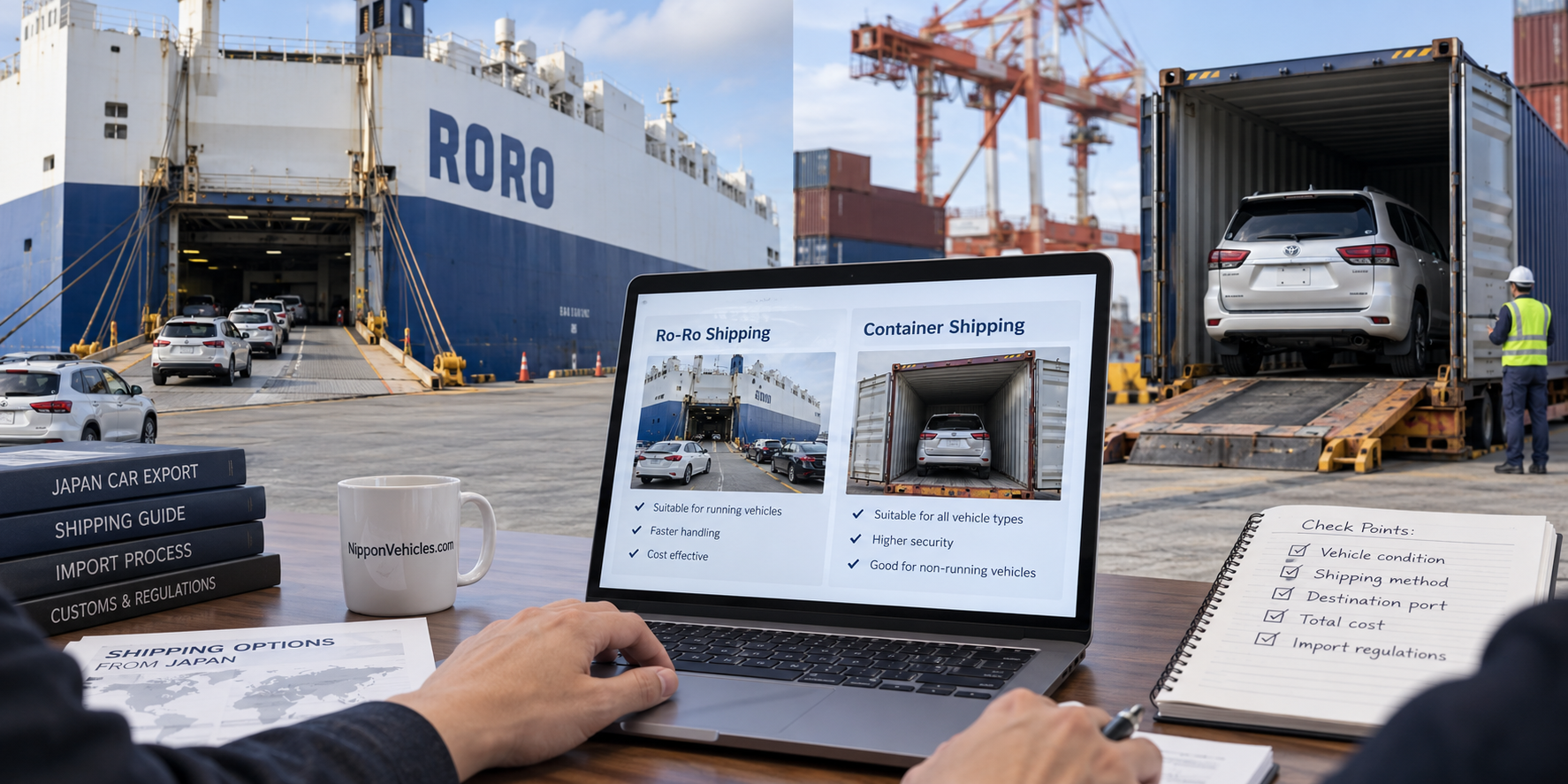 Ro-Ro vs container shipping from Japan for used car export