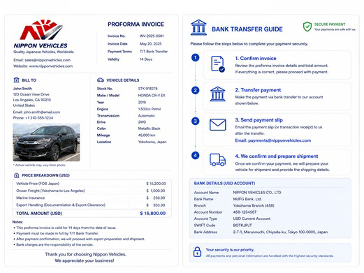 Proforma invoice and payment